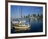 Boats in the Marina at Stanley Park with Skyline of Vancouver Behind, British Columbia, Canada-Renner Geoff-Framed Photographic Print