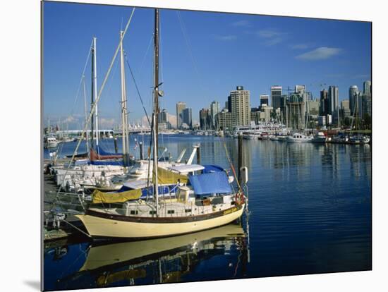 Boats in the Marina at Stanley Park with Skyline of Vancouver Behind, British Columbia, Canada-Renner Geoff-Mounted Photographic Print