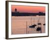 Boats in the Sea, Logan International Airport, Boston Harbor, Boston, Massachusetts, USA-null-Framed Photographic Print