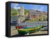 Boats in Vernazza Cinque Terre Harbour-Markus Bleichner-Framed Stretched Canvas