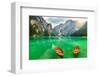 Boats Lake Dolomite Alps Italy-null-Framed Art Print