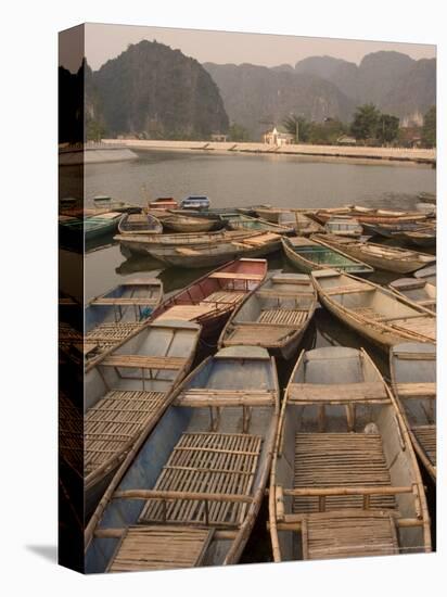 Boats, Limestone Mountain Scenery, Tam Coc, Ninh Binh, South of Hanoi, North Vietnam-Christian Kober-Stretched Canvas