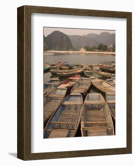 Boats, Limestone Mountain Scenery, Tam Coc, Ninh Binh, South of Hanoi, North Vietnam-Christian Kober-Framed Photographic Print