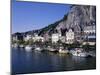 Boats Line the Waterfront on the River Meuse in the Old Town of Dinant in the Ardennes, Belgium-Hans Peter Merten-Mounted Photographic Print