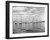 Boats Lined up for a Race on Lake Washington-Ray Krantz-Framed Photographic Print