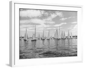 Boats Lined up for a Race on Lake Washington-Ray Krantz-Framed Photographic Print