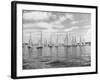 Boats Lined up for a Race on Lake Washington-Ray Krantz-Framed Photographic Print