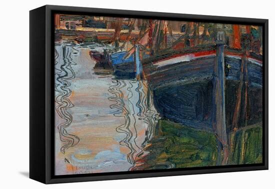 Boats Mirrored in the Water, 1908-Egon Schiele-Framed Stretched Canvas