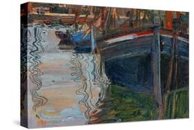 Boats Mirrored in the Water, 1908-Egon Schiele-Stretched Canvas