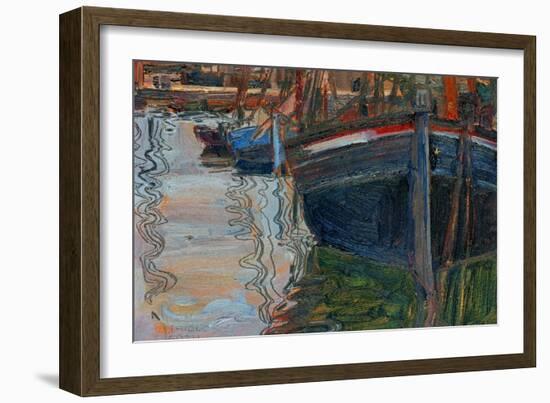 Boats Mirrored in the Water, 1908-Egon Schiele-Framed Giclee Print