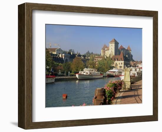 Boats Moored Along the River in the Town of Annecy, Haute Savoie, Rhone Alpes, France, Europe-Miller John-Framed Photographic Print