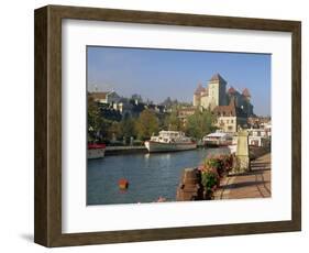 Boats Moored Along the River in the Town of Annecy, Haute Savoie, Rhone Alpes, France, Europe-Miller John-Framed Photographic Print