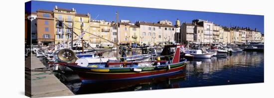 Boats Moored at a Dock, St. Tropez, Provence, France-null-Stretched Canvas