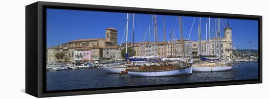 Boats Moored at a Harbor, La Ciotat, Bouches-Du-Rhone, Provence-Alpes-Cote D'Azur, France-null-Framed Stretched Canvas