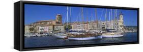 Boats Moored at a Harbor, La Ciotat, Bouches-Du-Rhone, Provence-Alpes-Cote D'Azur, France-null-Framed Stretched Canvas