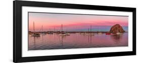 Boats moored at a harbor, Morro Bay Harbour, Morro Bay, California, USA-null-Framed Photographic Print