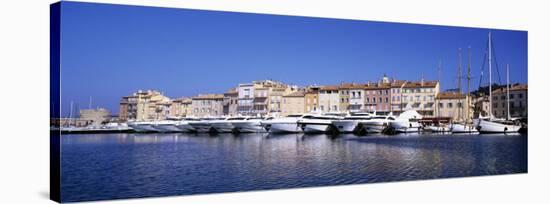 Boats Moored at a Harbor, St. Tropez, Provence, France-null-Stretched Canvas