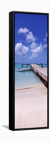 Boats Moored at a Pier, Sandy Ground, Anguilla-null-Framed Stretched Canvas