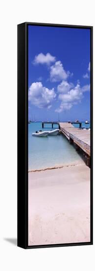 Boats Moored at a Pier, Sandy Ground, Anguilla-null-Framed Stretched Canvas