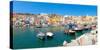 Boats Moored at a Port, Marina Corricella, Procida, Bay of Naples, Campania, Italy-null-Stretched Canvas