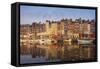 Boats Moored at the Old Dock, Honfleur, Normandy, France-Guy Thouvenin-Framed Stretched Canvas