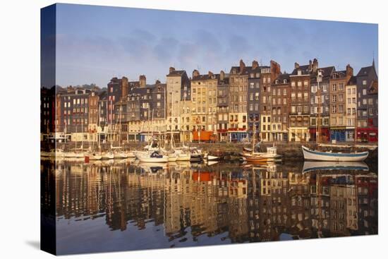 Boats Moored at the Old Dock, Honfleur, Normandy, France-Guy Thouvenin-Stretched Canvas