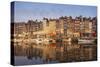 Boats Moored at the Old Dock, Honfleur, Normandy, France-Guy Thouvenin-Stretched Canvas