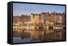 Boats Moored at the Old Dock, Honfleur, Normandy, France-Guy Thouvenin-Framed Stretched Canvas