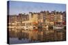 Boats Moored at the Old Dock, Honfleur, Normandy, France-Guy Thouvenin-Stretched Canvas