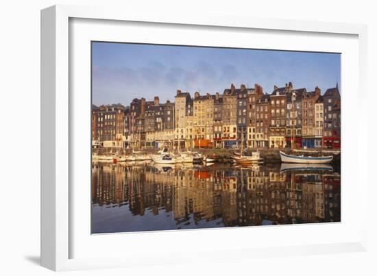 Boats Moored at the Old Dock, Honfleur, Normandy, France-Guy Thouvenin-Framed Photographic Print