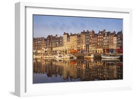 Boats Moored at the Old Dock, Honfleur, Normandy, France-Guy Thouvenin-Framed Photographic Print