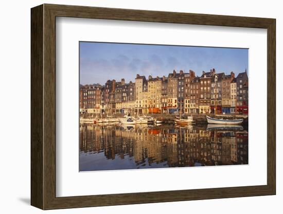 Boats Moored at the Old Dock, Honfleur, Normandy, France-Guy Thouvenin-Framed Photographic Print