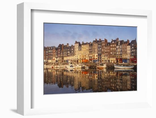 Boats Moored at the Old Dock, Honfleur, Normandy, France-Guy Thouvenin-Framed Photographic Print