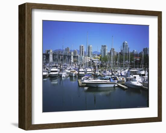 Boats Moored in False Creek by Granville Island with Downtown Vancouver Beyond, Canada-Pearl Bucknell-Framed Photographic Print