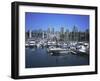 Boats Moored in False Creek by Granville Island with Downtown Vancouver Beyond, Canada-Pearl Bucknell-Framed Photographic Print