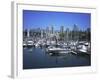 Boats Moored in False Creek by Granville Island with Downtown Vancouver Beyond, Canada-Pearl Bucknell-Framed Photographic Print