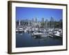 Boats Moored in False Creek by Granville Island with Downtown Vancouver Beyond, Canada-Pearl Bucknell-Framed Photographic Print
