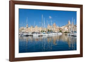 Boats moored in Grand Harbour marina at Birgu, Valletta, Malta, Mediterranean, Europe-Martin Child-Framed Photographic Print