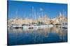 Boats moored in Grand Harbour marina at Birgu, Valletta, Malta, Mediterranean, Europe-Martin Child-Stretched Canvas