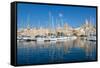 Boats moored in Grand Harbour marina at Birgu, Valletta, Malta, Mediterranean, Europe-Martin Child-Framed Stretched Canvas