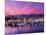 Boats Moored in Harbor at Sunset, Santa Barbara Harbor, Santa Barbara County, California, USA-null-Mounted Photographic Print