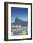 Boats Moored in Harbour with Christ the Redeemer Statue in Background, Urca, Rio de Janeiro, Brazil-Ian Trower-Framed Photographic Print