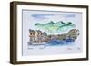 Boats moored in the harbor of Centuri, Corsica, France-Richard Lawrence-Framed Photographic Print