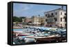 Boats Moored in the Harbour at Bardolino, Lake Garda, Italian Lakes, Lombardy, Italy, Europe-James Emmerson-Framed Stretched Canvas