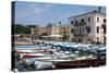 Boats Moored in the Harbour at Bardolino, Lake Garda, Italian Lakes, Lombardy, Italy, Europe-James Emmerson-Stretched Canvas