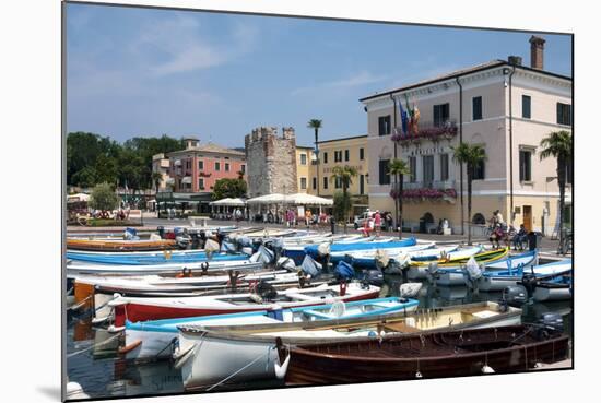 Boats Moored in the Harbour at Bardolino, Lake Garda, Italian Lakes, Lombardy, Italy, Europe-James Emmerson-Mounted Photographic Print