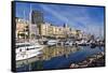 Boats moored in the harbour of Monte Carlo, Monaco, Cote d'Azur, Mediterranean, Europe-Marco Brivio-Framed Stretched Canvas