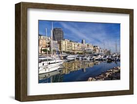 Boats moored in the harbour of Monte Carlo, Monaco, Cote d'Azur, Mediterranean, Europe-Marco Brivio-Framed Photographic Print