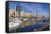 Boats moored in the harbour of Monte Carlo, Monaco, Cote d'Azur, Mediterranean, Europe-Marco Brivio-Framed Stretched Canvas