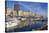 Boats moored in the harbour of Monte Carlo, Monaco, Cote d'Azur, Mediterranean, Europe-Marco Brivio-Stretched Canvas